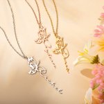 Collier Prénom Vertical Personnalisé Pendentif Papillon Cadeau Anniversaire pour Femme