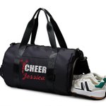 Sac de Sport Personnalisé avec Nom Pailleté Grande Capacité Bandoulière Réglable Cadeau d'Anniversaire pour Fille de Pom-pom