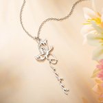 Collier Prénom Vertical Personnalisé Pendentif Papillon Cadeau Anniversaire pour Femme