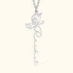 Collier Prénom Vertical Personnalisé Pendentif Papillon Cadeau Anniversaire pour Femme