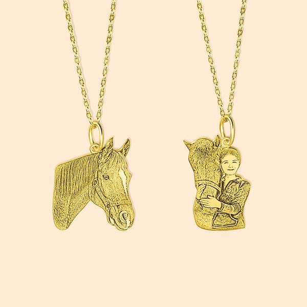 Personalisierte Pferd Portrait Foto Halskette Schmuck Geschenk für Pferdeliebhaber