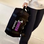Sac de Sport Personnalisé avec Nom Pailleté Grande Capacité Bandoulière Réglable Cadeau d'Anniversaire pour Fille de Pom-pom