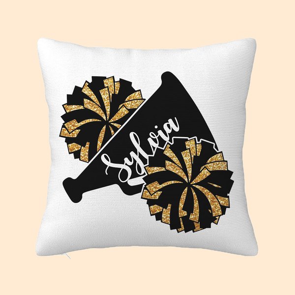 Copri cuscino personalizzato con megafono e pom pom Cheerleader