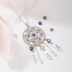 Collier d'Attrape Rêve Personnalisé avec Prénom et Pierre de Naissance Cadeau Fête des Mères pour Maman Grand-Mère