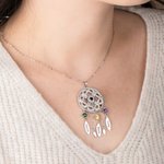 Collier d'Attrape Rêve Personnalisé avec Prénom et Pierre de Naissance Cadeau Fête des Mères pour Maman Grand-Mère