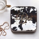 Personalisierte Cowgirl Kuhfell Pelz Reise Schmuck Aufbewahrungsbox Weihnachten Geschenk Hochzeit Geschenk für Familie Brautjungfer