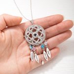 Collier d'Attrape Rêve Personnalisé avec Prénom et Pierre de Naissance Cadeau Fête des Mères pour Maman Grand-Mère