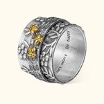 Anillo personalizado de la flor floral de la abeja Meditation Spinning Wide Band Anxiety Worry Fidget Ring
