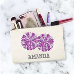 Personalised Glitter Cheerleading Pom Poms Makeup Cosmetic Bag