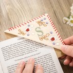 Personalised Felt Corner Hand Embroidered Bookmarks with Initials