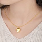 Collar Personalizado Love Heart 4 Fotos con Inicial Grabada Día de la Madre Cumpleaños para Mujer