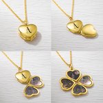 Collar Personalizado Love Heart 4 Fotos con Inicial Grabada Día de la Madre Cumpleaños para Mujer