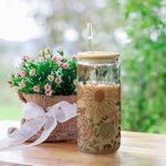 Canette en verre avec couvercle en bambou personnalisée Cadeau pour elle