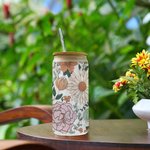 Canette en verre avec couvercle en bambou personnalisée Cadeau pour elle