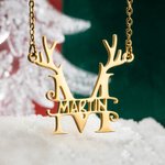 Personalised Elk Necklace with Name Christmas Gifts for Her
