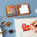 Mini Palette d'Aquarelle en Bois Personnalisé avec Nom Outil du Peintre Portable Cadeau Anniversaire pour Amateur de Peinture