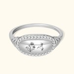 Bague de Colibri Personnalisée avec 1-5 Fleurs de Naissance Cadeau Anniversaire Fête pour Femme