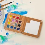 Mini Palette d'Aquarelle en Bois Personnalisé avec Nom Outil du Peintre Portable Cadeau Anniversaire pour Amateur de Peinture