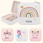 Boîte à bijoux personnalisée en cuir PU avec licorne et sirène fantaisie