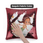 Personalised Fantasy Unicorn Reversible Magic Sequins Flip Throw Pillow Cover with Name Kid Gift