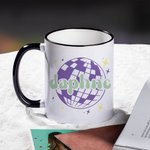 Tasse à café en céramique 11oz personnalisée, brillante, rétro, années 70, boule de disco, boule à facettes, mignonne.