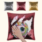 Personalised Fantasy Unicorn Reversible Magic Sequins Flip Throw Pillow Cover with Name Kid Gift