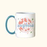 Tasse à café en céramique 11oz personnalisée, brillante, rétro, années 70, boule de disco, boule à facettes, mignonne.
