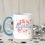 Tasse à café en céramique 11oz personnalisée, brillante, rétro, années 70, boule de disco, boule à facettes, mignonne.