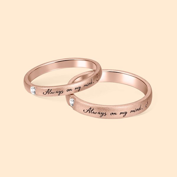 Personalisierte Matte Sterling Silber Paar Ringe mit Nachricht