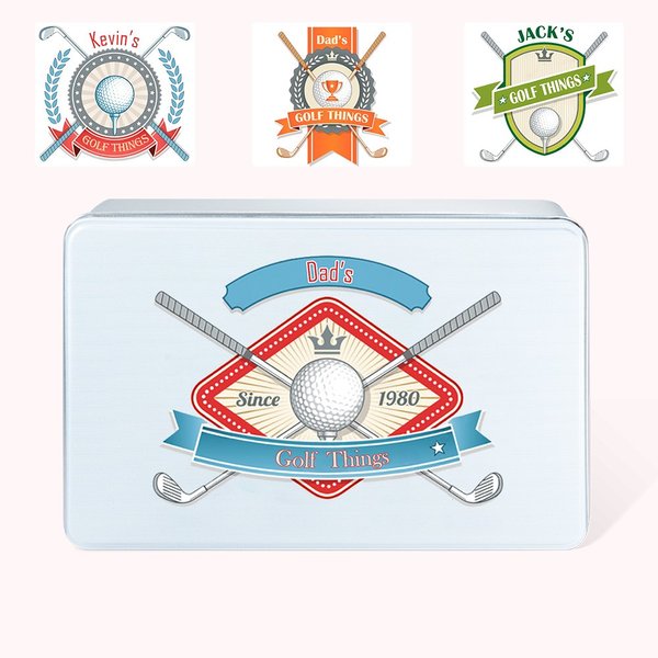 Personalized Golf  Tin Metal Treat Storage Tin