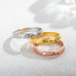 Anillos de pareja de plata de ley mate personalizados con mensaje