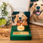 Personalised Photo Frame with Engraved Plaque Wooden Memorial Candle Holder