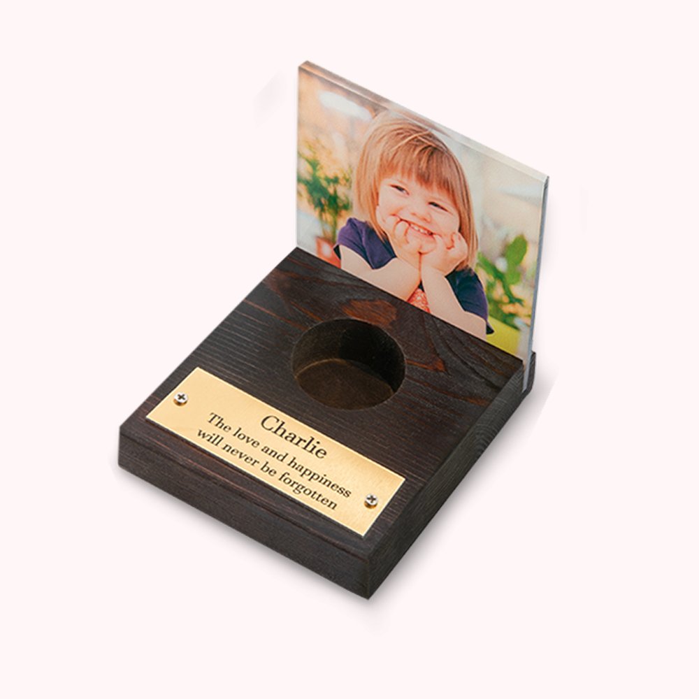 Personalisierte Fotorahmen mit gravierten Plaque hölzerne Gedenkkerze Halter