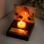 Personalised Photo Frame with Engraved Plaque Wooden Memorial Candle Holder