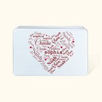Personalised Family Love Heart Splicing Name Metal Biscuit Tin