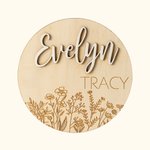 Personalized Wood Baby Birth Announcement Sign with Wildflower and Name