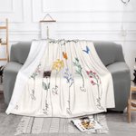 Couverture en flanelle personnalisée avec 1-16 noms et fleurs de style d'aquarelle - Cadeau fête de Mères pour maman grand-parents
