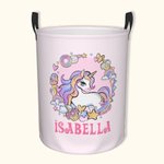 Personalised Fantasy Unicorn Design Laundry Toy Storage Basket Organizer for Kids Gift