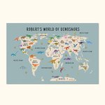 Mapa del mundo de los dinosaurios personalizado Arte de pared Póster educativo para niños Imprimir