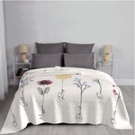 Couverture en flanelle personnalisée avec 1-16 noms et fleurs de style d'aquarelle - Cadeau fête de Mères pour maman grand-parents