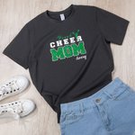 Personalized Glitter Bow Proud Cheer Mom 100% Cotton Short Sleeve T-shirt with Name Breathable Multicolour Available Game Day Gift for Mom