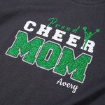 Personalized Glitter Bow Proud Cheer Mom 100% Cotton Short Sleeve T-shirt with Name Breathable Multicolour Available Game Day Gift for Mom