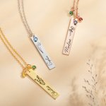 Personalised Birth Flower With Birthstone Necklace for Women