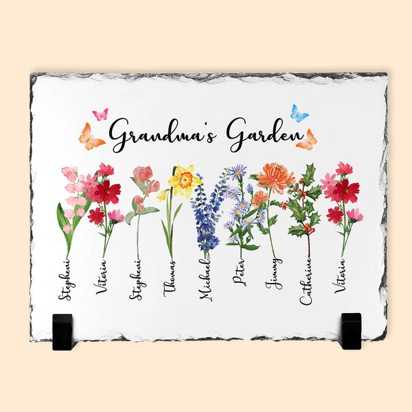 Fiore di nascita personalizzato Nomi di famiglia cornice di ardesia per madre nonna regalo