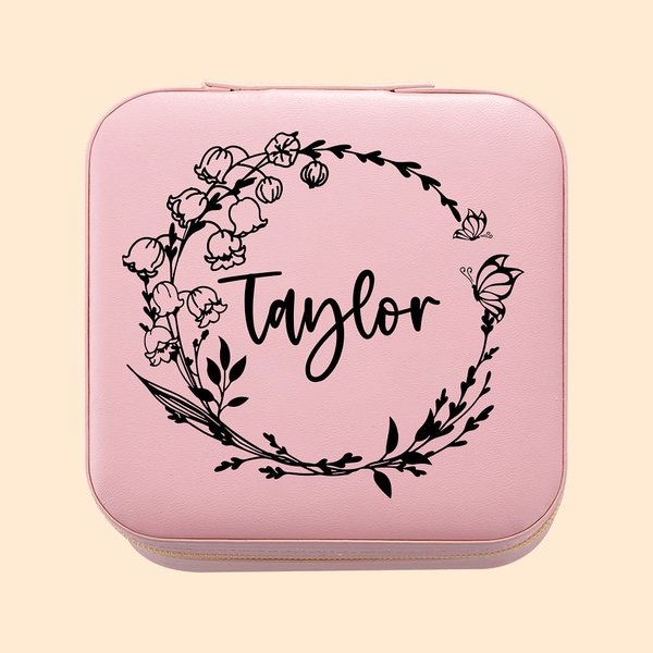 Personalizzato in pelle PU nascita fiore gioielli scatola gioielli organizzatore