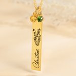 Personalised Birth Flower With Birthstone Necklace for Women