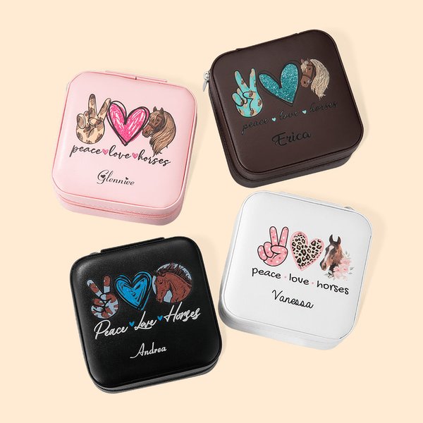 Personalizzato in pelle PU Horse Girl Jewelry Box Organizzatore di gioielli