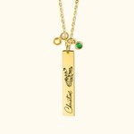Personalised Birth Flower With Birthstone Necklace for Women
