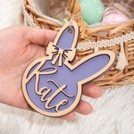 Étiquette de Panier en Forme de Lapin Décoration Personnalisée avec Nom Cadeau de Pâques pour Famille et Enfant