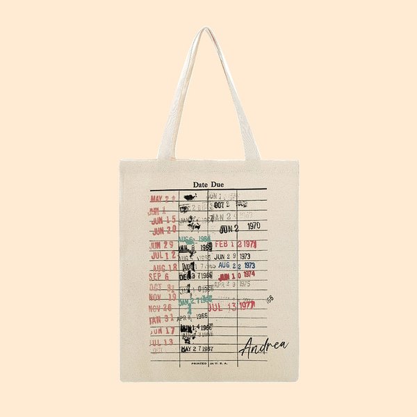 Borsa Tote personalizzata Vintage Date Due Card Regali per gli amanti dei libri